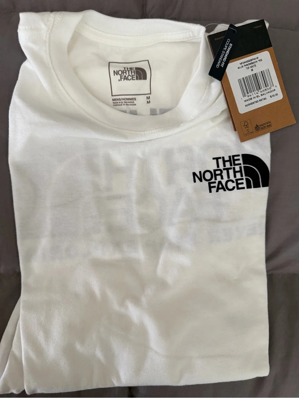 The North Face White Long Sleeve Tee with Black Logo